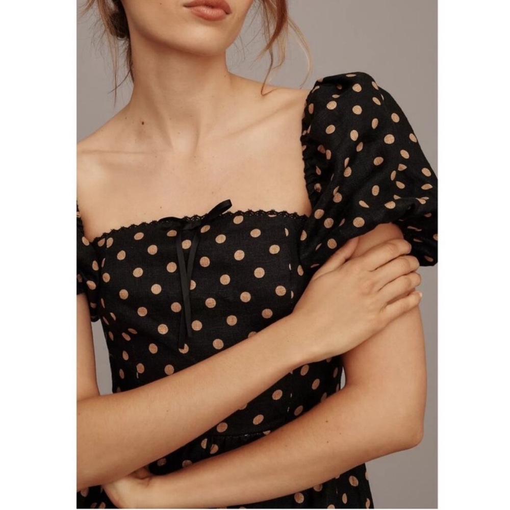 Reformation Marella Polka Dot Linen Dress Size 4 - Picture 4 of 11